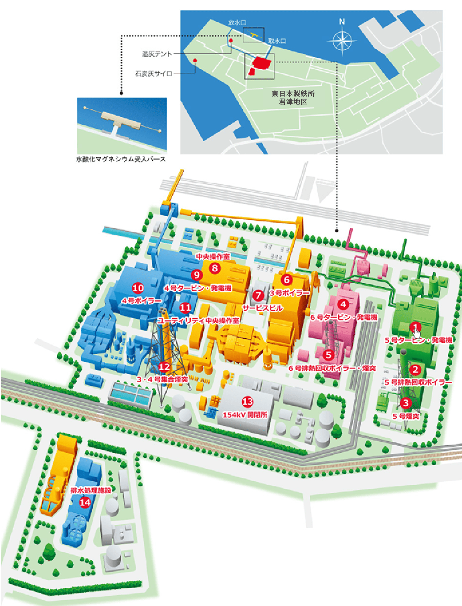 君津共同発電所の所内マップ
